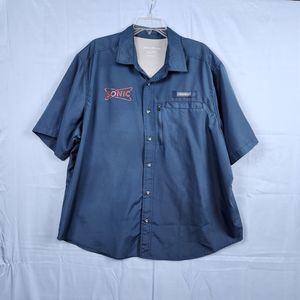 Sonic Drive In Uniform Shirt Eddie Bauer Blue Vented Short Sleeve Size XXL